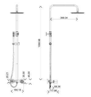 Душевая стойка Boheme Stick 128-BG.2 чёрный/золото